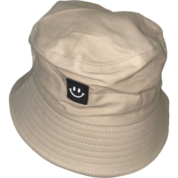 HIPSTER Smily Face Bucket Hat - Tan - Adult Hat - Picture 3 of 5